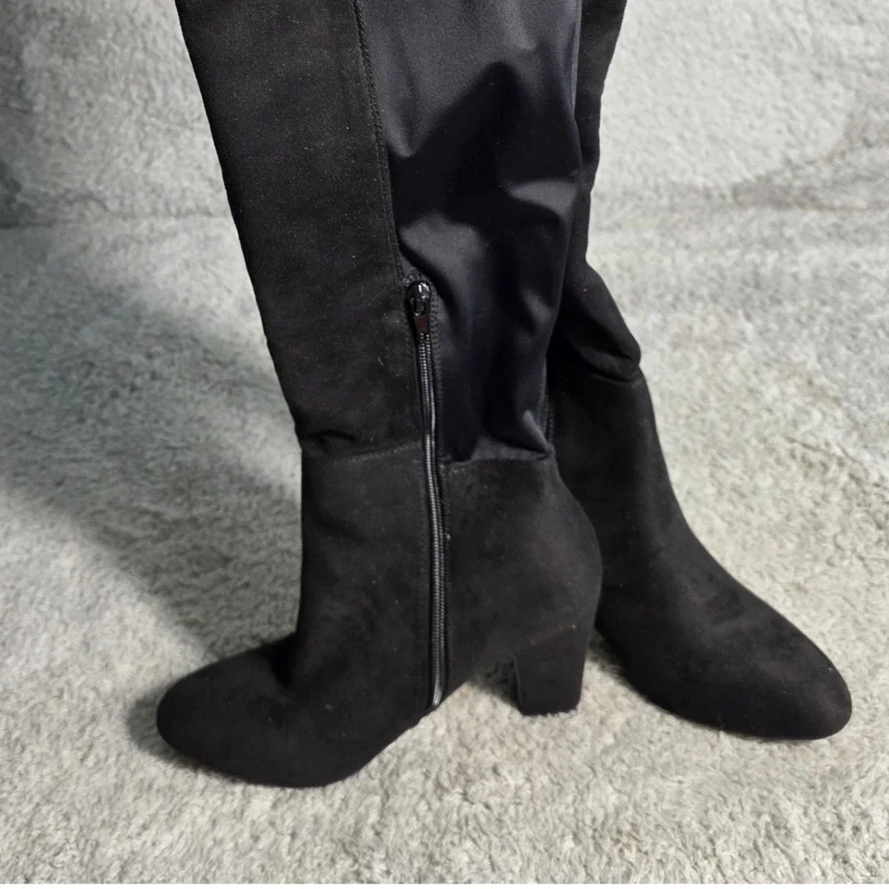 Chinese Laundry Black Over The Knee‎ Boots Block Heel Pointed Toe Women Sz 7 NEW
